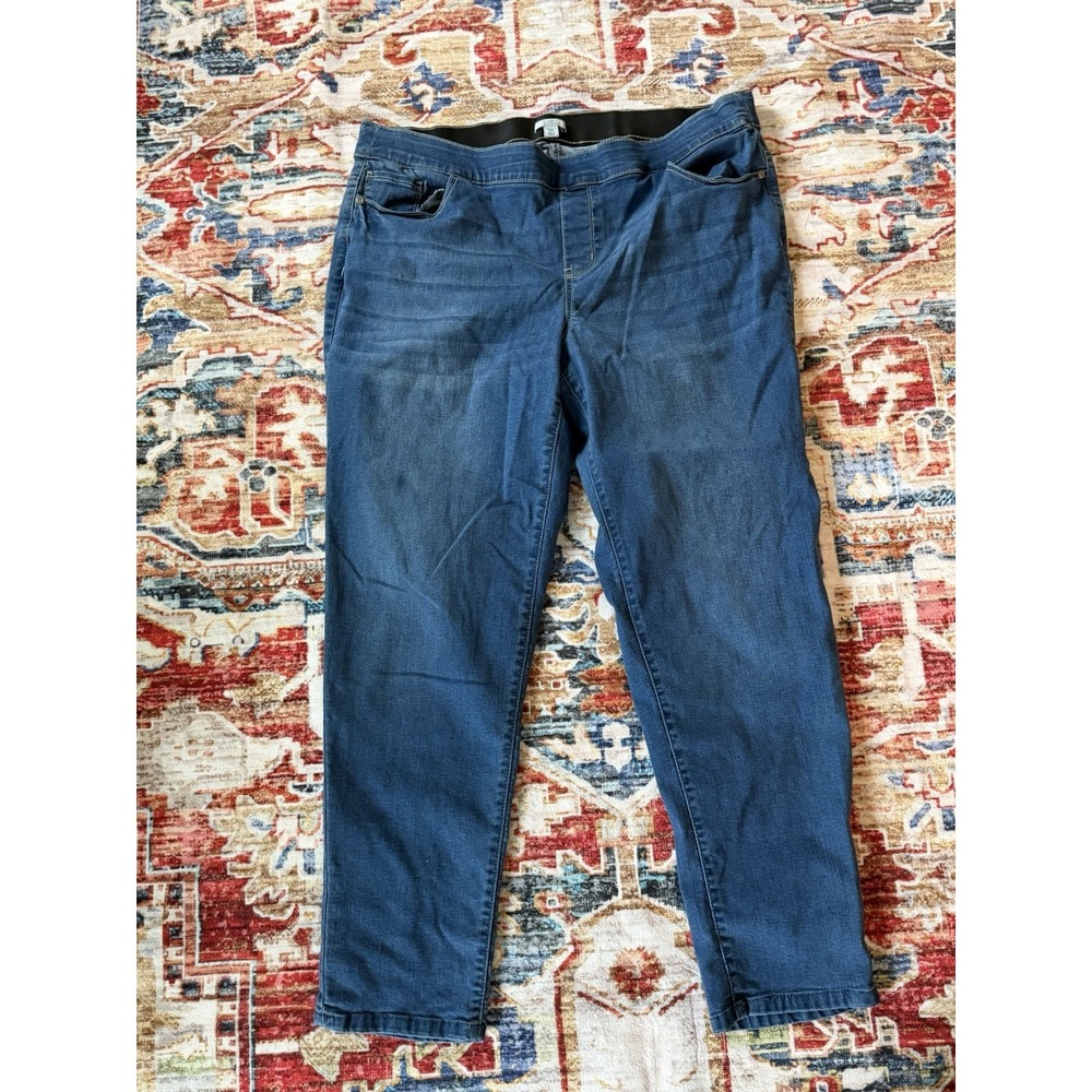 Croft & Barrow Women's Blue Pull On Jeans Stretch Plus Size 18W